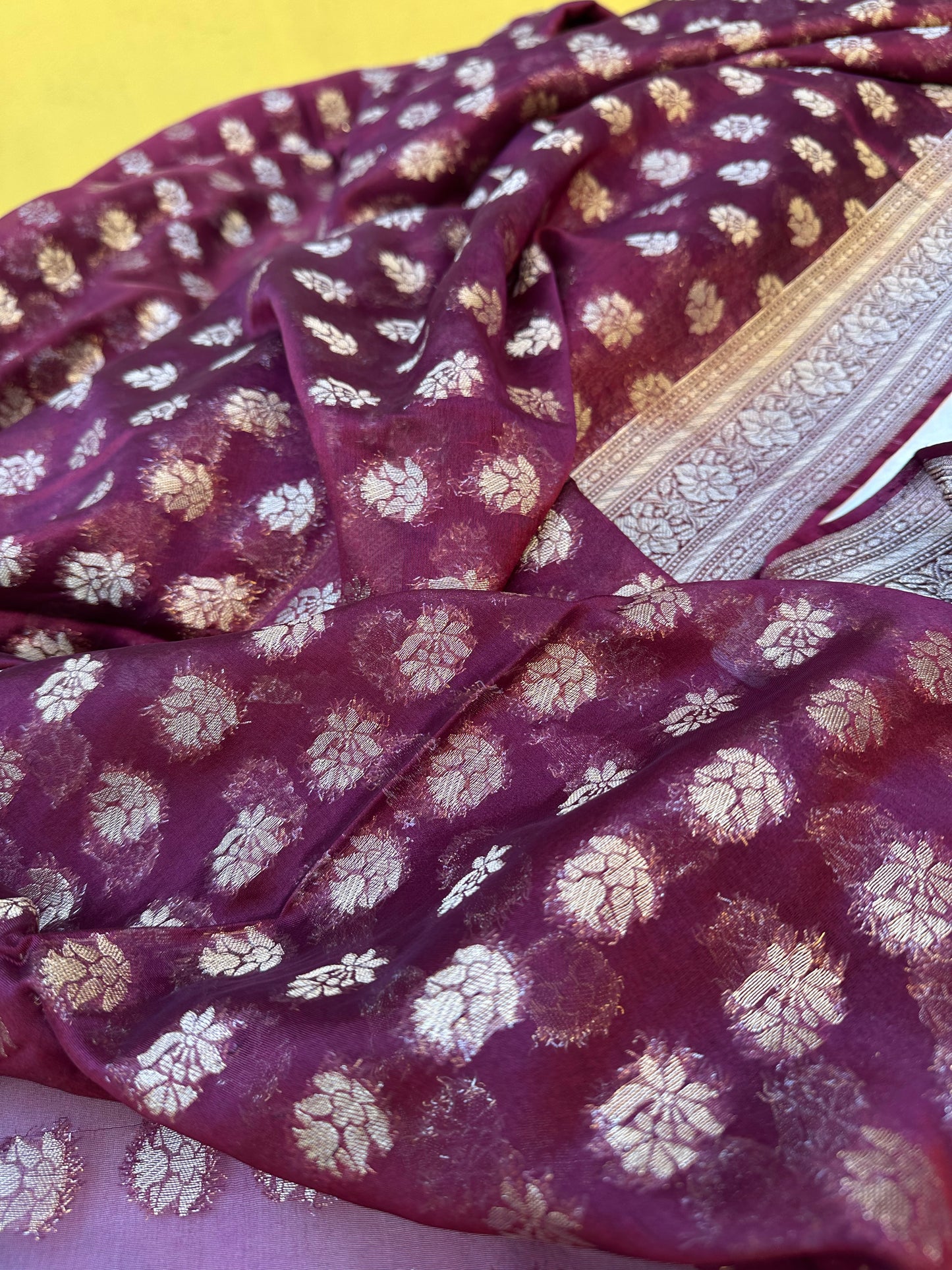 Woven Banarsi Chiffon Silk Heavy Saree