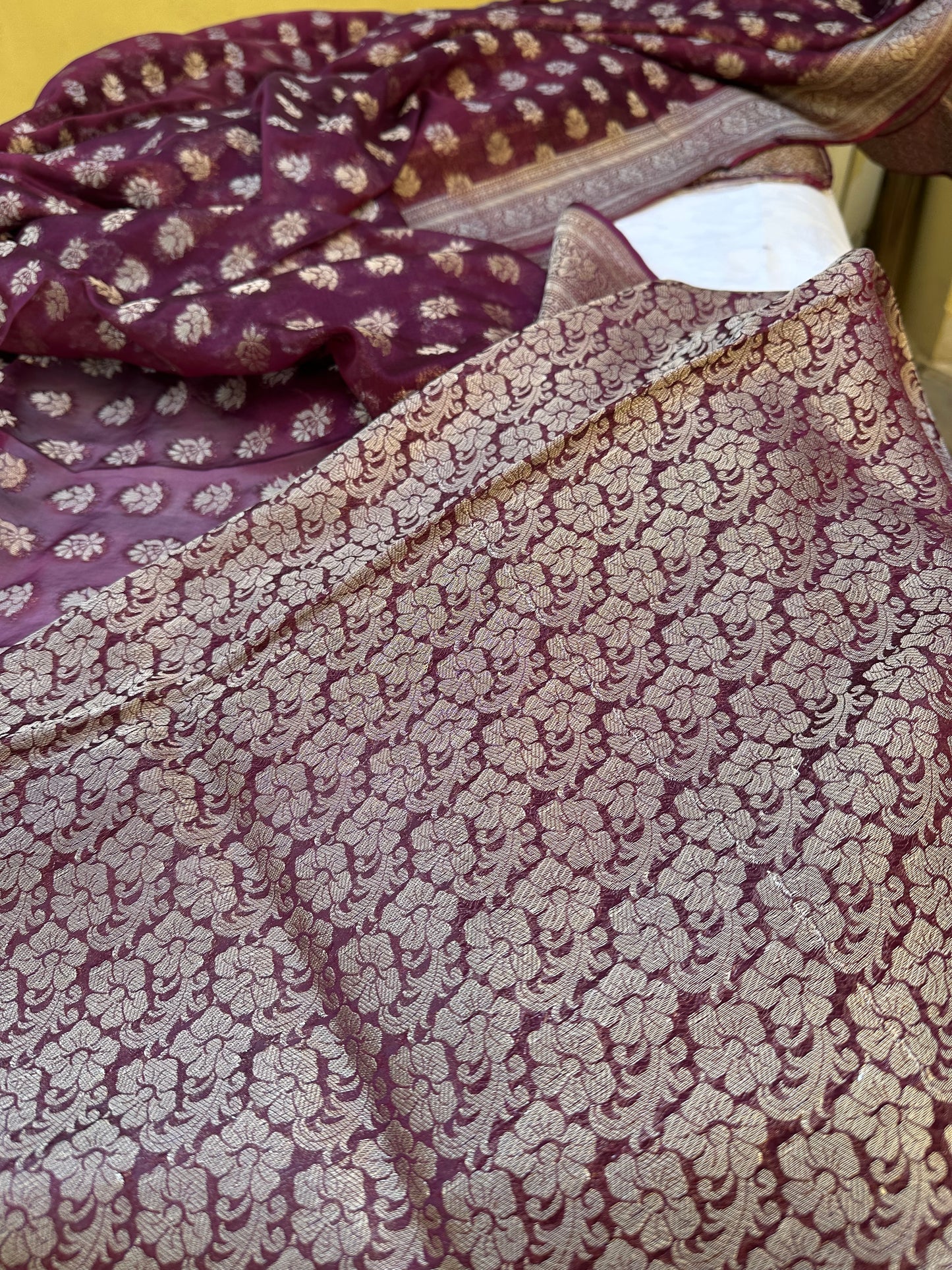 Woven Banarsi Chiffon Silk Heavy Saree