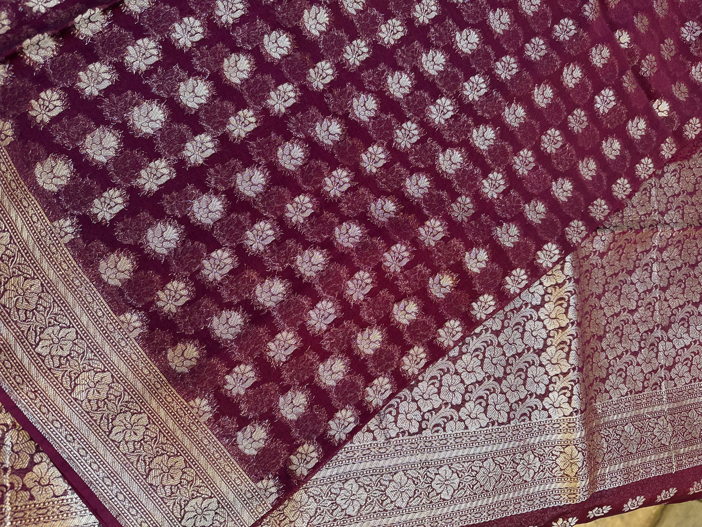 Woven Banarsi Chiffon Silk Heavy Saree